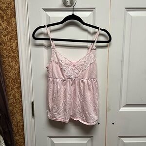Y2K Victoria’s Secret Pink Lace Trim Tank Top